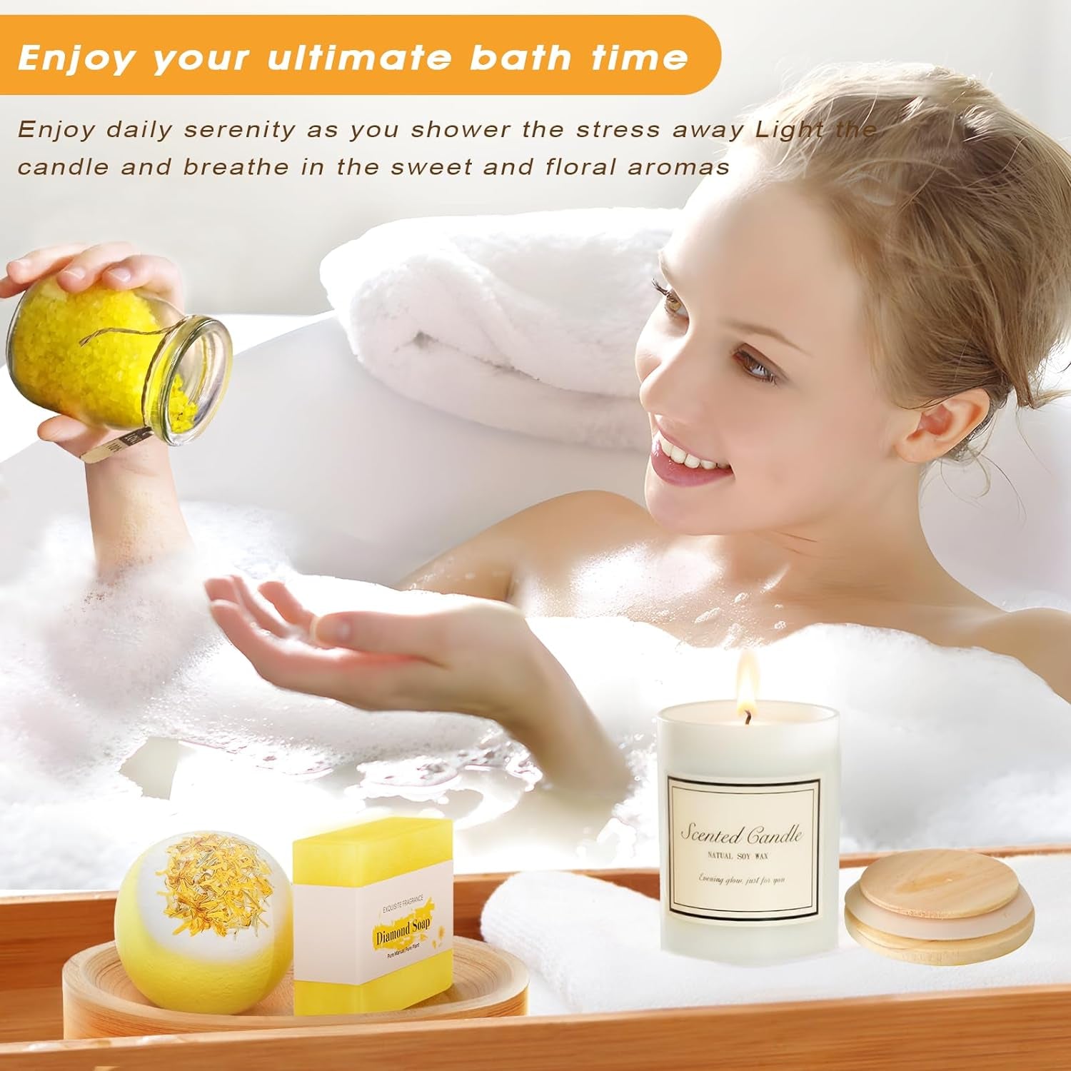 Birthday Gifts for Women,  8-Pcs Sunflower Style Gift Basket for Women, Get Well Soon Self Care Relaxing Spa Gifts for Her Women New Mom Sister Coworker, Christmas Birthday Gifts Ideas