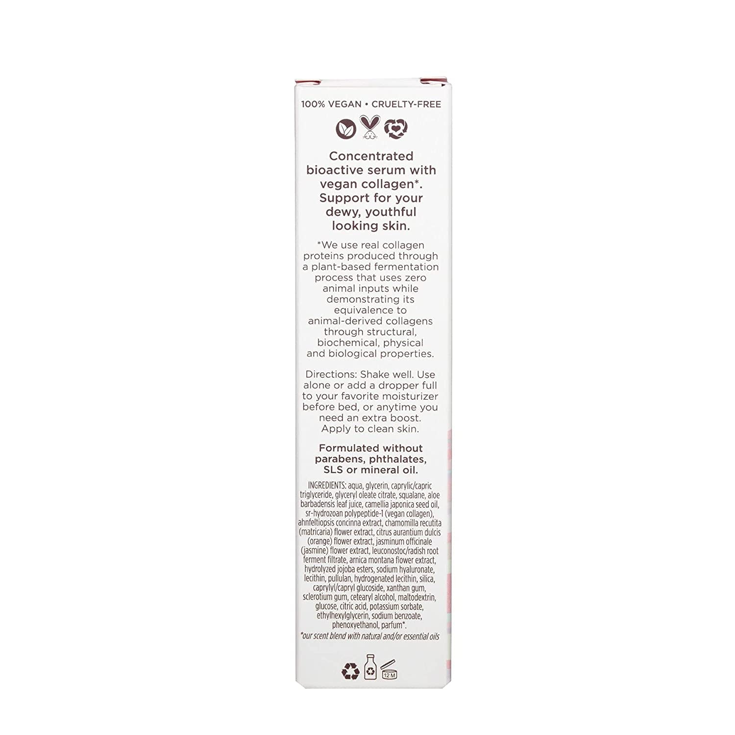 Beauty Vegan Collagen Complex Serum, Hyaluronic Acid, Hydrating & Moisturizing for Aging and Dry Skin, 100% Vegan & Cruelty Free, Sulfate, Silicone + Paraben Free