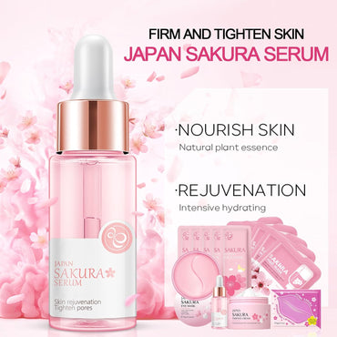 Skin Care Set,Cherry Blossom Skin Care Sets & Kits, Skin Care Kit for Women & Girls,Skincare Gift Set with Serum,Face Cream,Sleep Mask,Eye Mask,Mud Mask,Lip Mask Japanese Skincare Products
