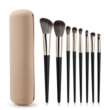 Large Travel Makeup Brush Holder with 8 Pcs Makeup Brushes Set, Makeup Tools for Travel