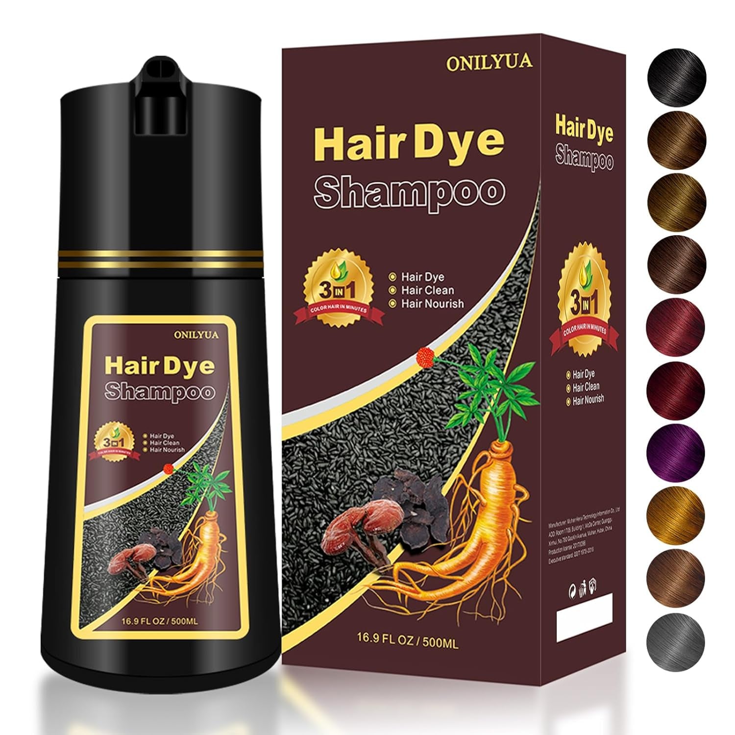 Golden Brown Hair Dye Shampoo, 10 Min 3-4 Weeks Hair Color Shampoo for Gray Hair Coverage,Hair Shampoo for Women Men 3 in 1 Cubre Canas Color Shampoo 500 Ml (Golden Brown)