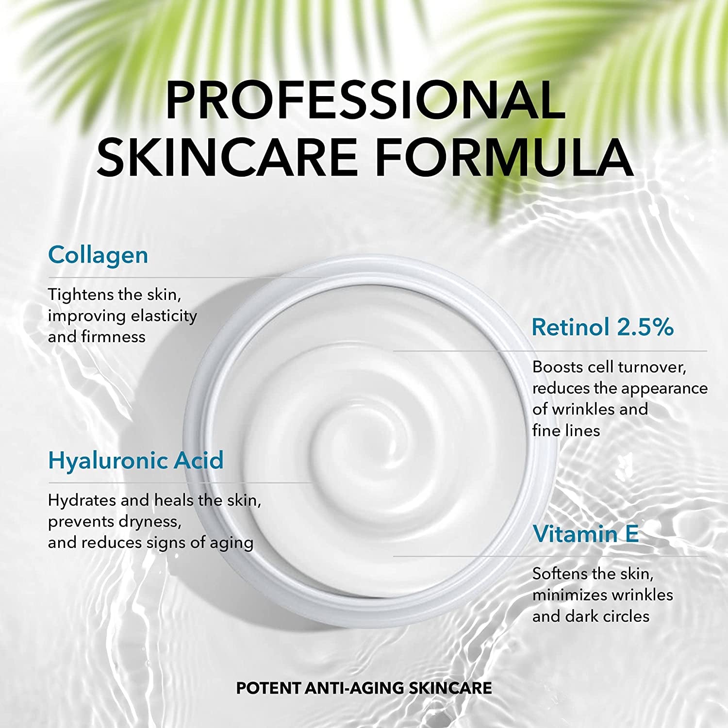 Face Moisturizer Collagen Retinol Cream with Hyaluronic Acid - Day & Night Cream - Skin Tightening Cream for Face - anti Aging Face Cream - 1.7Oz