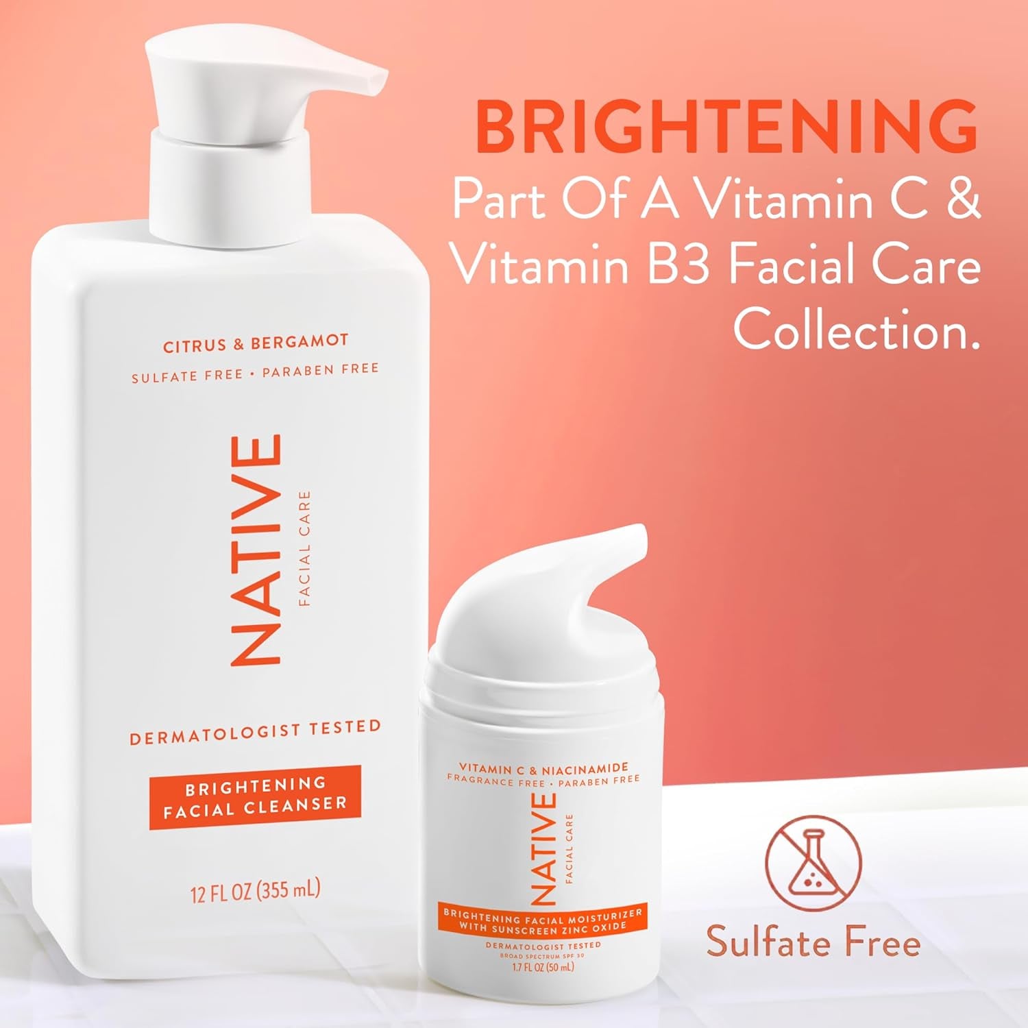 Brightening Face Wash 12 Fl Oz (2 Pack), Facial Cleanser with Citrus and Bergamot, Daily Face Cleanser for Radiant and Bright Skin - 2 Pack, (12 Fl Oz Each)