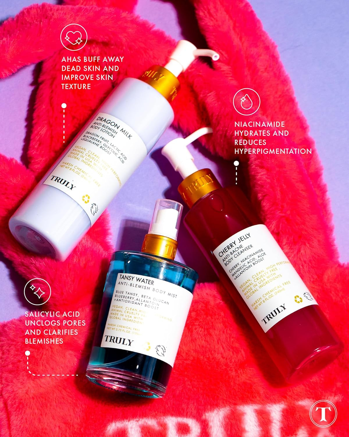 Beauty Cherry Jelly Body Acne Wash with Soothing Cherry Niacinamide, Hydrating Allantoin, & Mandelic Acid - Award Winning Back Acne Treatment Body Wash Cleanser & Dark Spot Remover