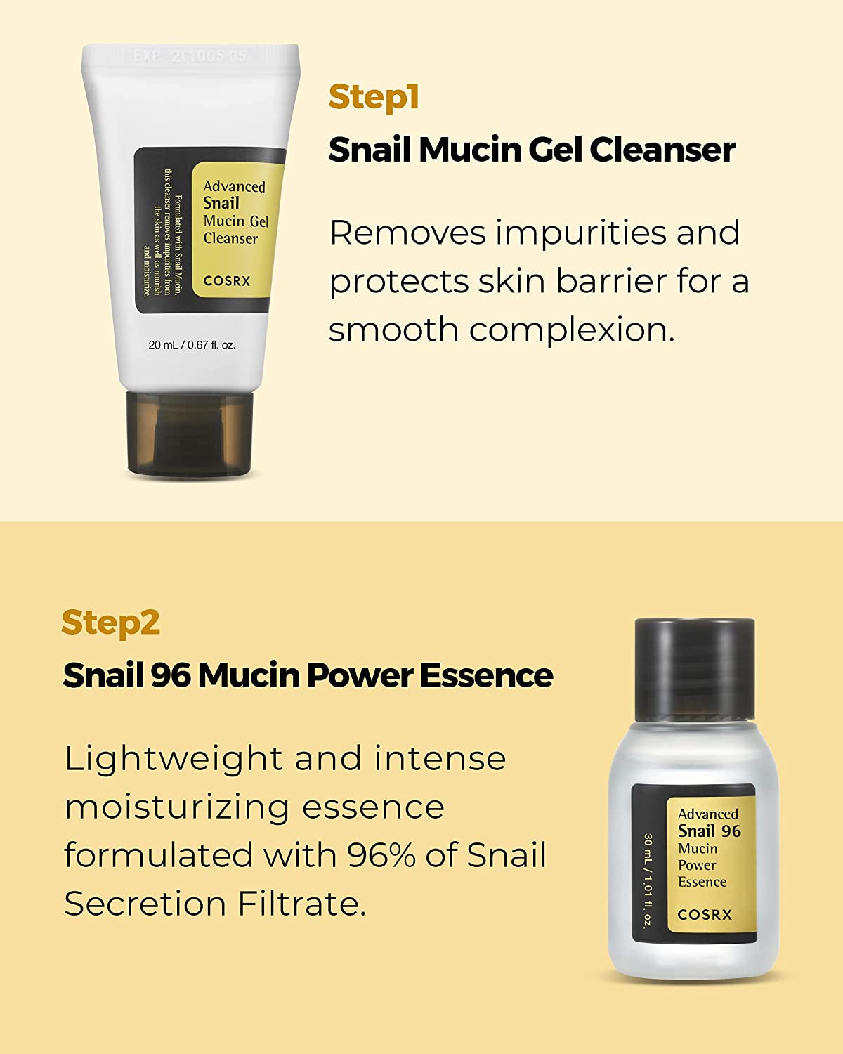 All about Snail Korean Skincare | TSA Approved Travel Size, Gift Set with Face Gel Cleanser, Essence, Cream & Eye-Cream, Repairing, Recovering, Rejuvenating Kit with Snail Mucin, Korean Skincare