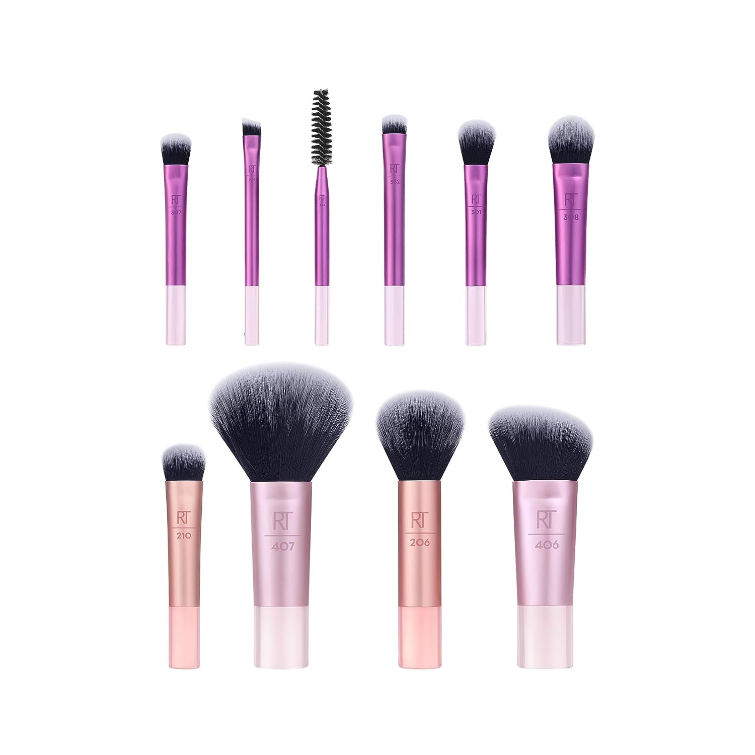 Real Technique Travel Fantasy Mini Brush Kit, Makeup Brushes for Eyeshadow, Highlight, Contour, Powder, & Concealer, Mini Sized Travel Brushes & Makeup Bag, Synthetic Bristles, 11 Piece Set