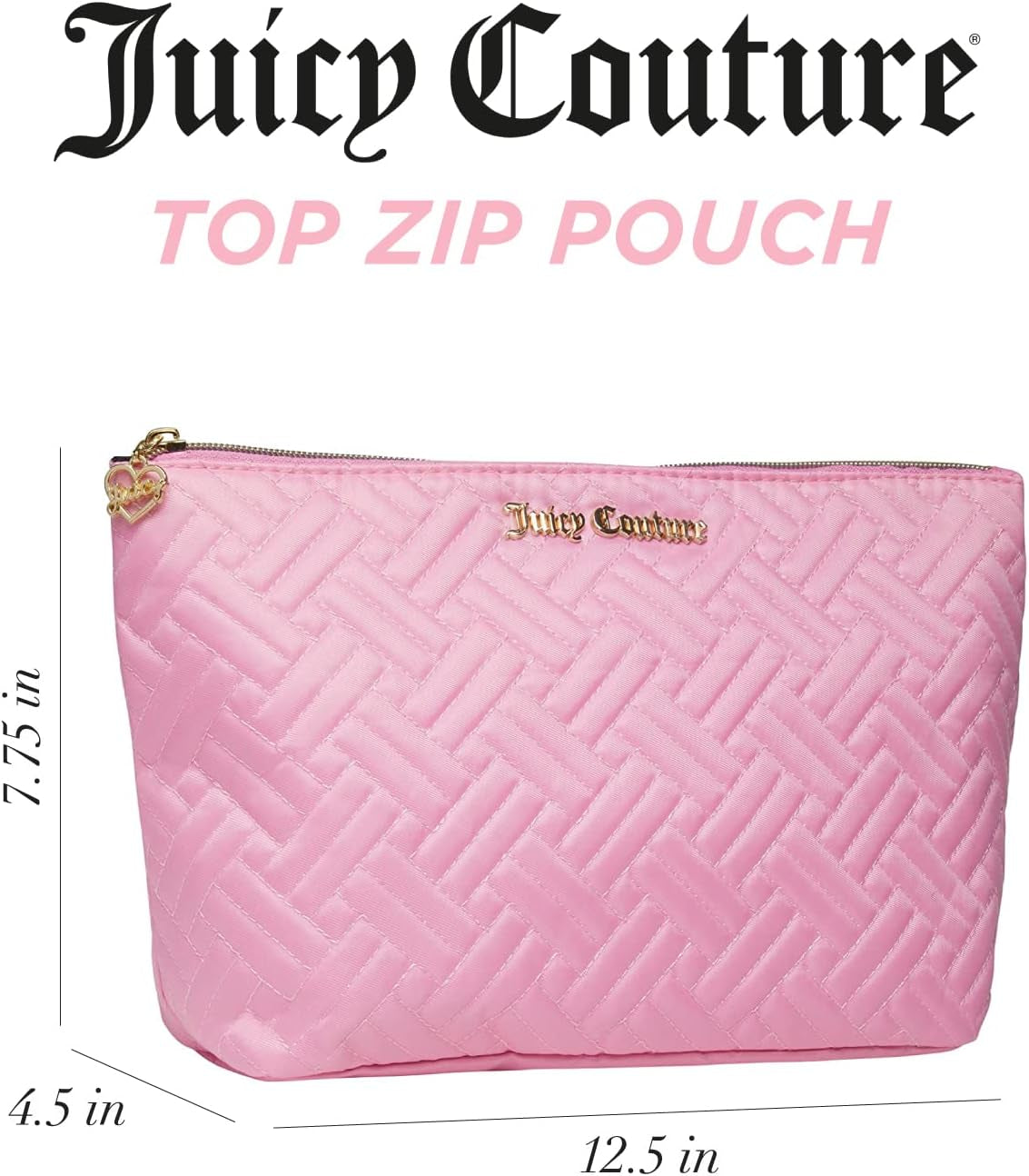 Women'S Cosmetics Bag - Travel Makeup and Toiletries Top Zip Wedge Pouch, Size One Size, Quilted Pebble