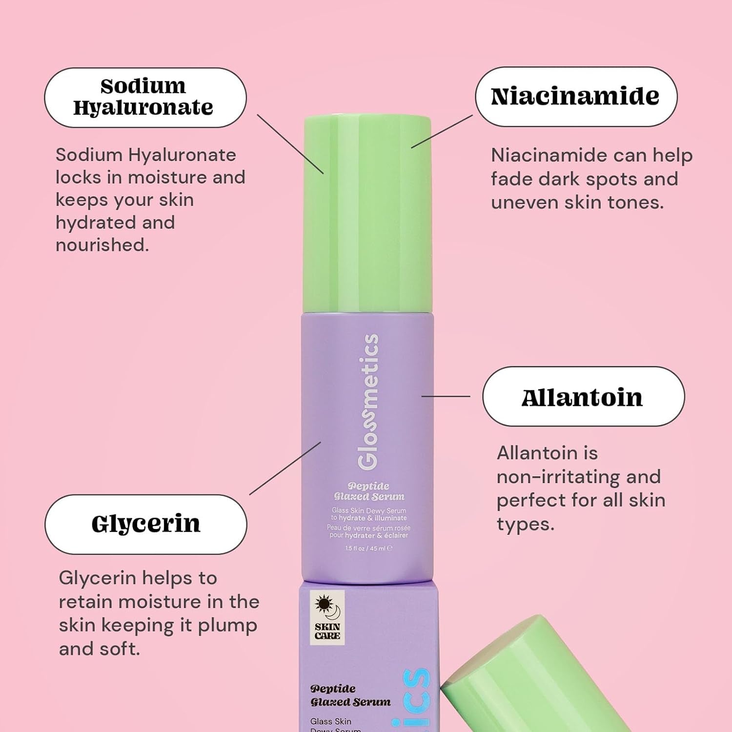 Peptide Glazed Face Serum for Women - Hydrating, Pore Tightening, Illuminating 5% Niacinamide Serum for Face with Hyaluronic Acid Serums for Skin Care