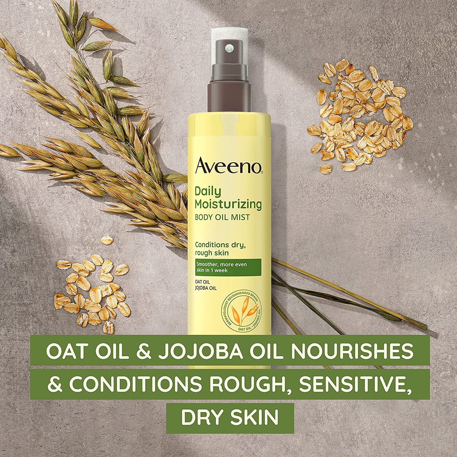 Daily Moisturizing Body Oil Mist with Oat & Jojoba Oil for Dry Sensitive Skin, Nourishing Body Spray for Smoother Skin, Paraben-, Silicone- & Alcohol-Free, Twin Pack, 2 X 6.7 Fl. Oz