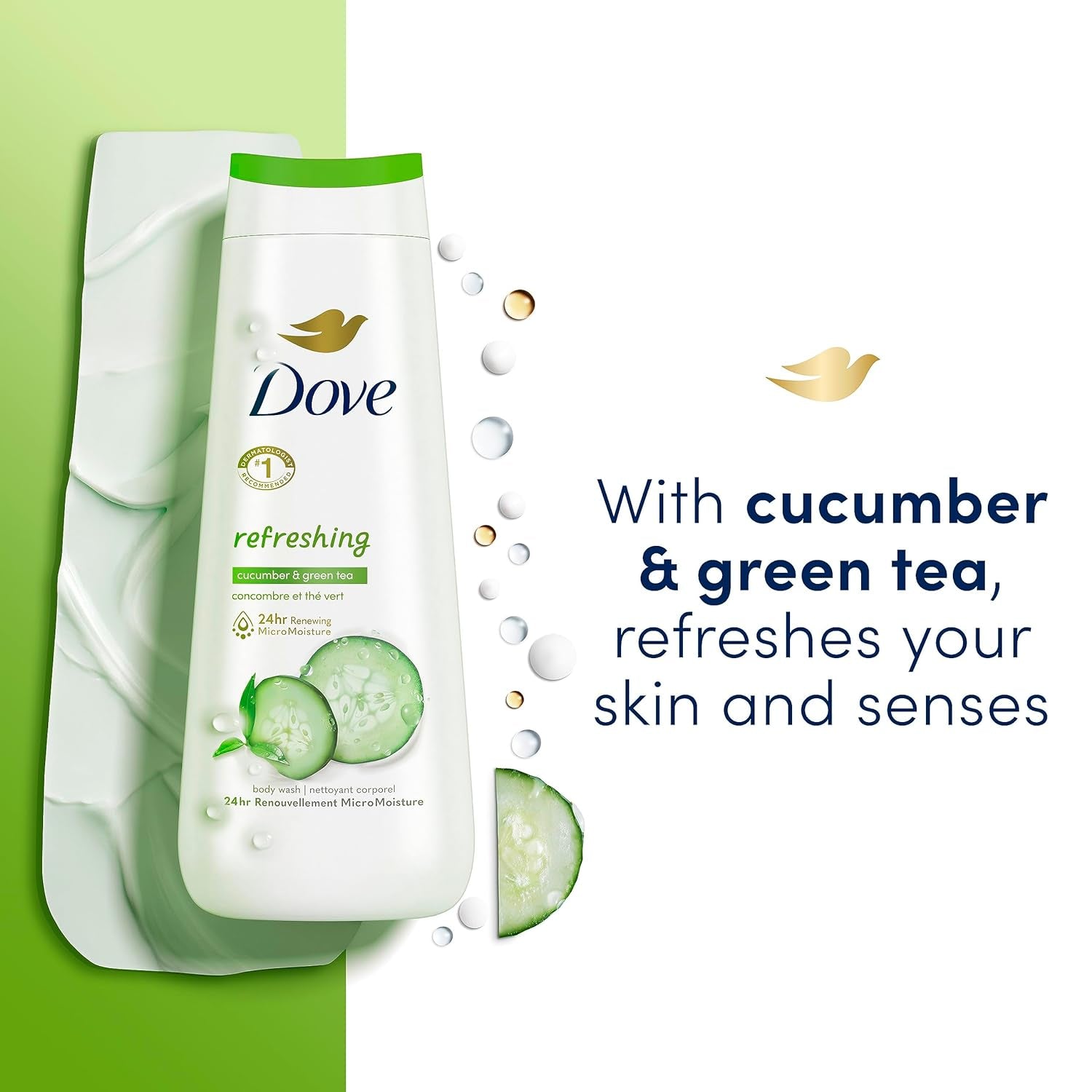 Body Wash Deep Moisture, Sensitive Skin, Cucumber and Green Tea, and Shea Butter & Vanilla Collection 4 Count Skin Cleanser with 24Hr Renewing Micromoisture 20 Oz