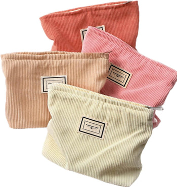 4 Pack Velvet Makeup Bag Cosmetic Bag Large Capacity Corduroy Cosmetic Bag Cosmetic Pouch Zipper Canvas Makeup Bags Travel Toiletry Bag Accessories Organizer (Elegant Color,Plaid)