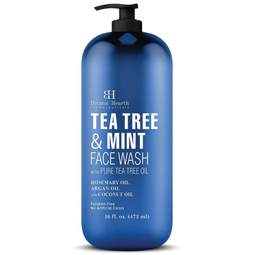Tea Tree Face Wash with Mint - Acne Fighting, Premium, Hydrating Liquid Face Soap with Pure Tea Tree Oil - for Women and Men, Paraben Free, Fights Acne - 16 Fl Oz