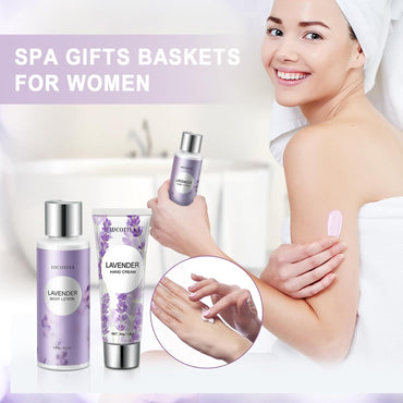 Gifts for Women, Bath and Body Works, Birthday Gifts for Women Spa Gifts Baskets for Women Bubble Bath for Women Lavender Gifts for Women Mom Her Female Sister Wife Wine Tumbler Purple Womens Gifts