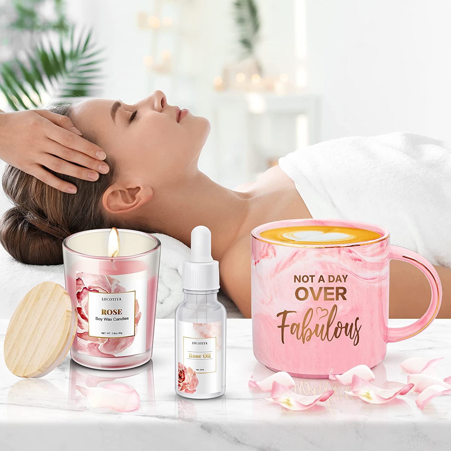 Birthday Gifts for Women Best Spa Gifts Baskets Box for Her Wife Mom Best Friend Mother Grandma Bday Bath and Body Kit Sets Self Care Present Beauty Products Package Rose Scent
