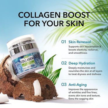 Face Moisturizer Collagen Retinol Cream with Hyaluronic Acid - Day & Night Cream - Skin Tightening Cream for Face - anti Aging Face Cream - 1.7Oz