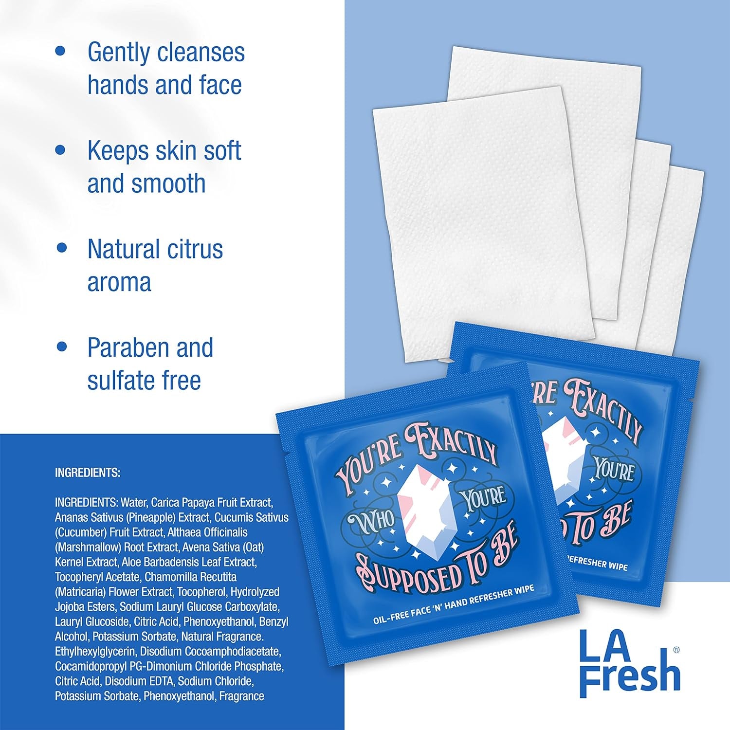 Oil-Free Face ‘N’ Hand Refresher Wipes, Made with Natural Japanese Yuzu Scent, Pack of 50 Individually Wrapped Cleansing Wipes, Travel Essentials