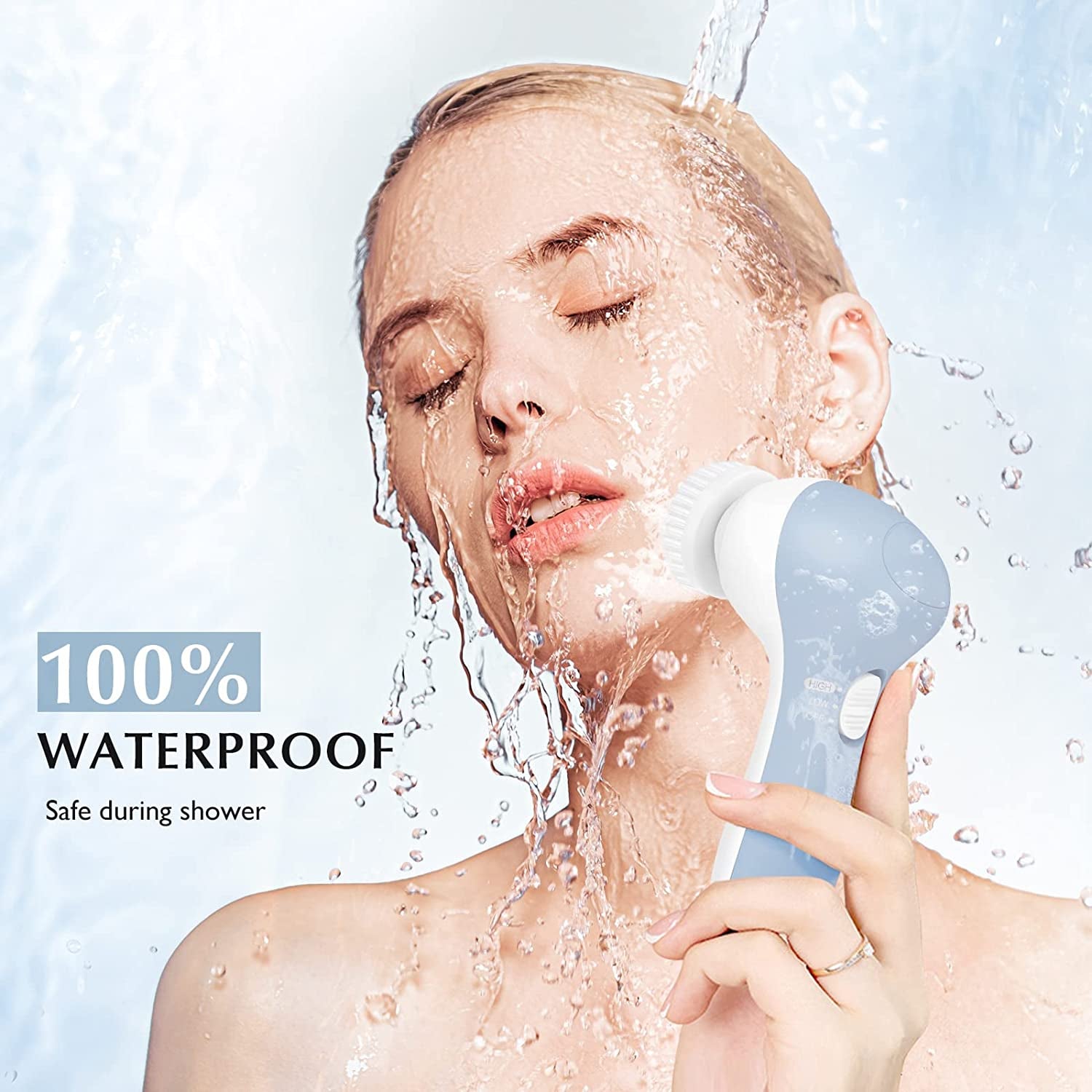 Facial Cleansing Brush Face Scrubber:  7In1 JBK-D Electric Exfoliating Spin Cleanser Device Waterproof Deep Cleaning Exfoliation Rotating Spa Machine - Electronic Skin Care Wash Spinning System