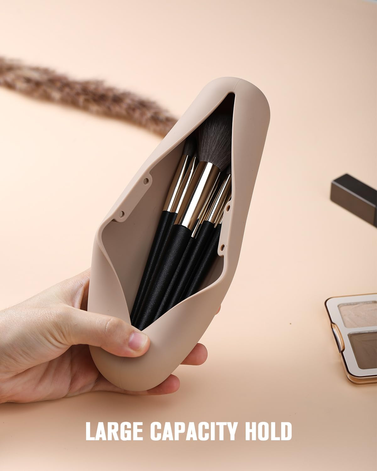 Large Travel Makeup Brush Holder with 8 Pcs Makeup Brushes Set, Makeup Tools for Travel