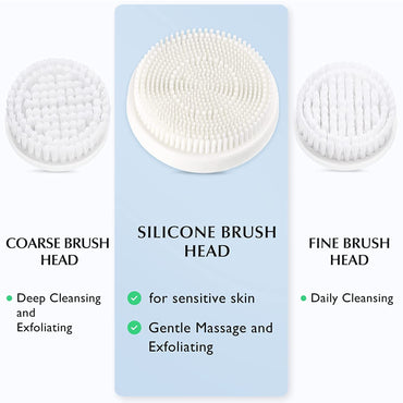 Facial Cleansing Brush Face Scrubber:  3 In1 JBK-D Electric Exfoliating Spin Cleanser Device Waterproof Deep Cleaning Exfoliation Rotating Spa Machine - Electronic Skin Care Wash Spinning