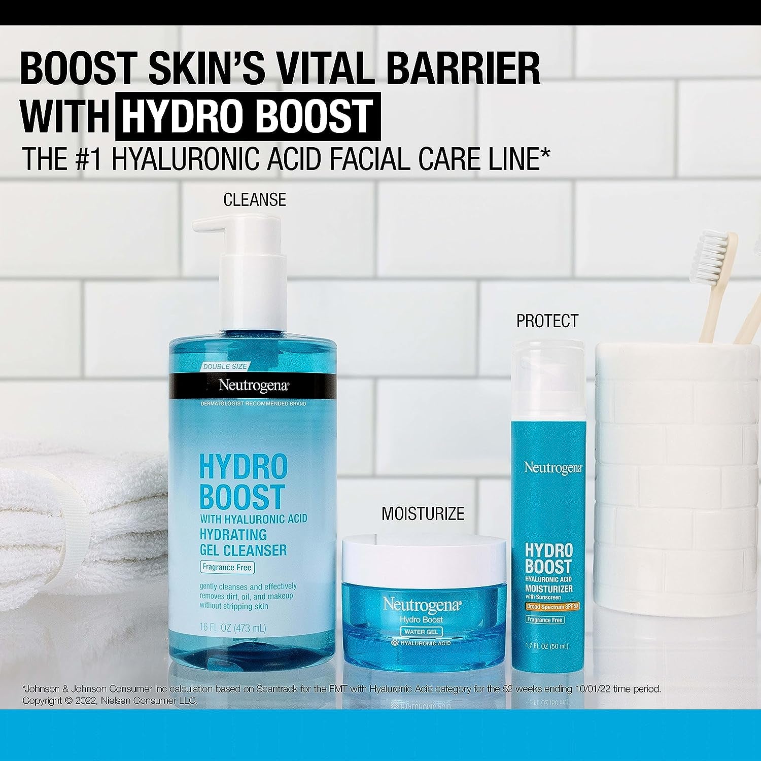 Hydro Boost Fragrance Free Hydrating Gel Facial Cleanser with Hyaluronic Acid, Daily Foaming Face Wash & Makeup Remover, Gentle Face Wash, Non-Comedogenic, 16 Fl. Oz