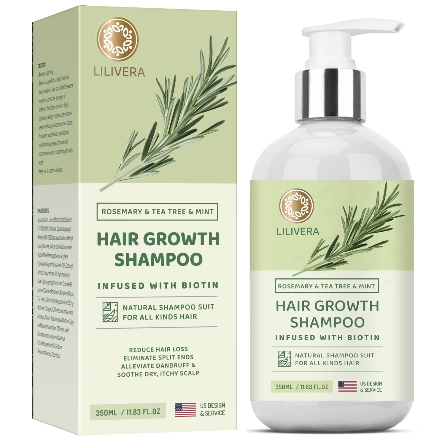 Rosemary Hair Growth Shampoo: Shampoo for Hair Loss - Shampoo for Thinning Hair for Men and Women - Rosemary Mint Strengthening Shampoo with Tea Tree Oil Bition - 11.8 Fl. Oz