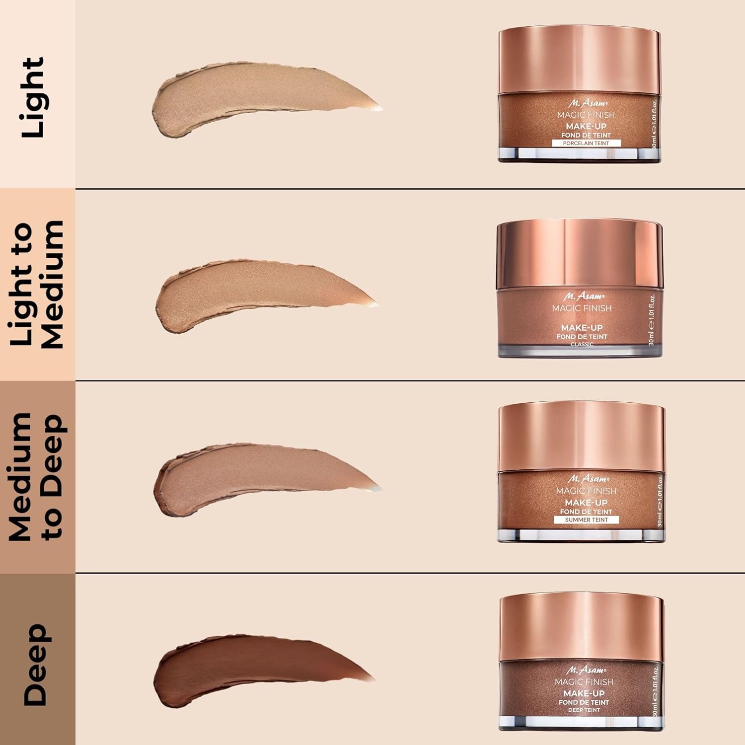 Magic Finish Make-Up Mousse (1.01 Fl Oz) – 4In1 Primer, Foundation, Concealer & Powder with Buildable Coverage, Hides Redness and Dark Spots, Vegan, for Light to Medium Skin Tones