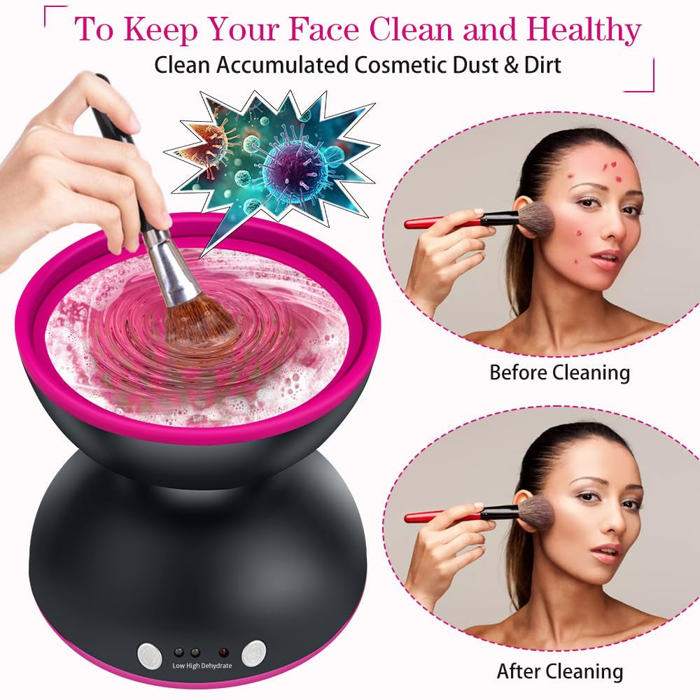 Makeup Brush Cleaner Machine, Electric Makeup Brush Cleaner, 1200Mah USB Rechargeable Portable Automatic Make up Brush Cleaner Cleanser Machine, for All Size Cosmetic Brushes, Gift for Women Girls