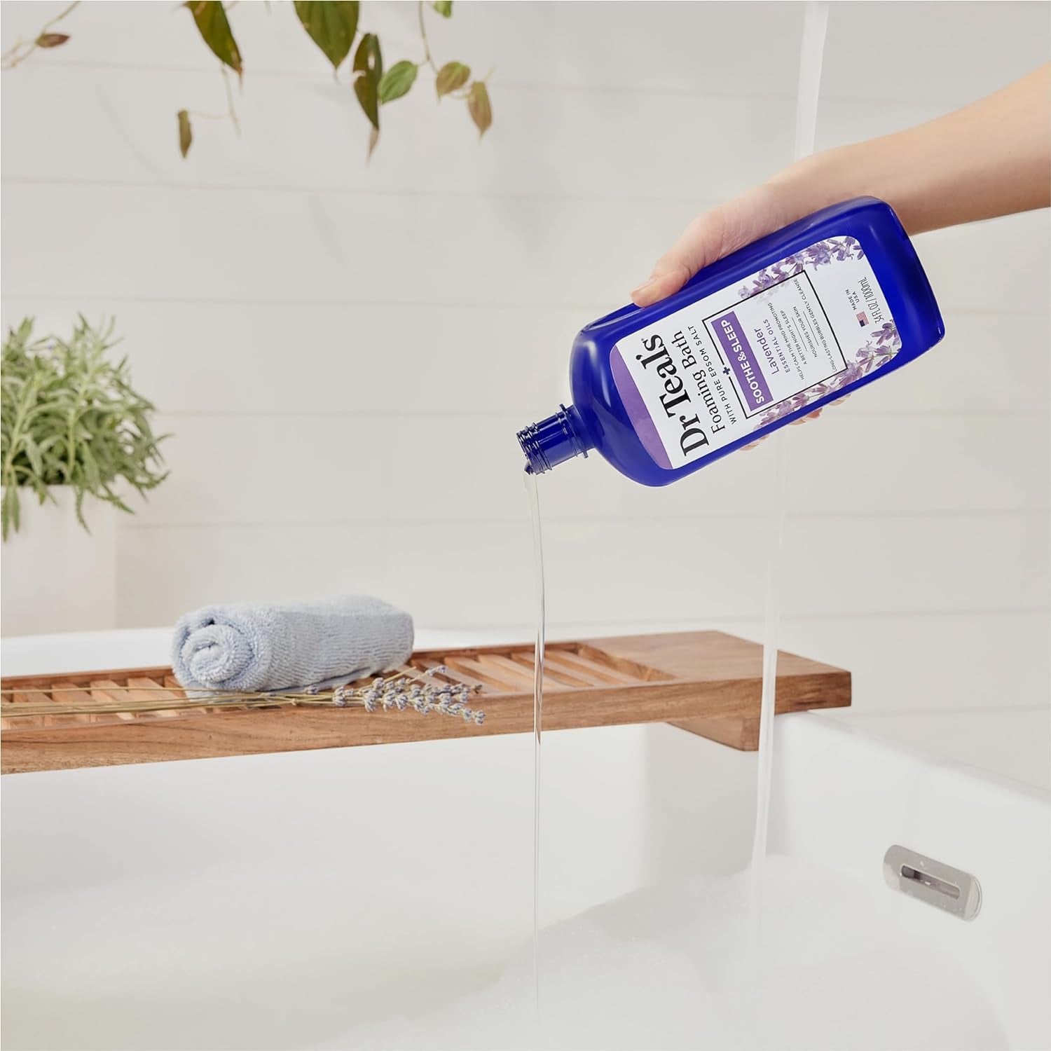 Foaming Bath with Pure Epsom Salt, Soothe & Sleep with Lavender, 34 Fl Oz (Pack of 4) (Packaging May Vary)