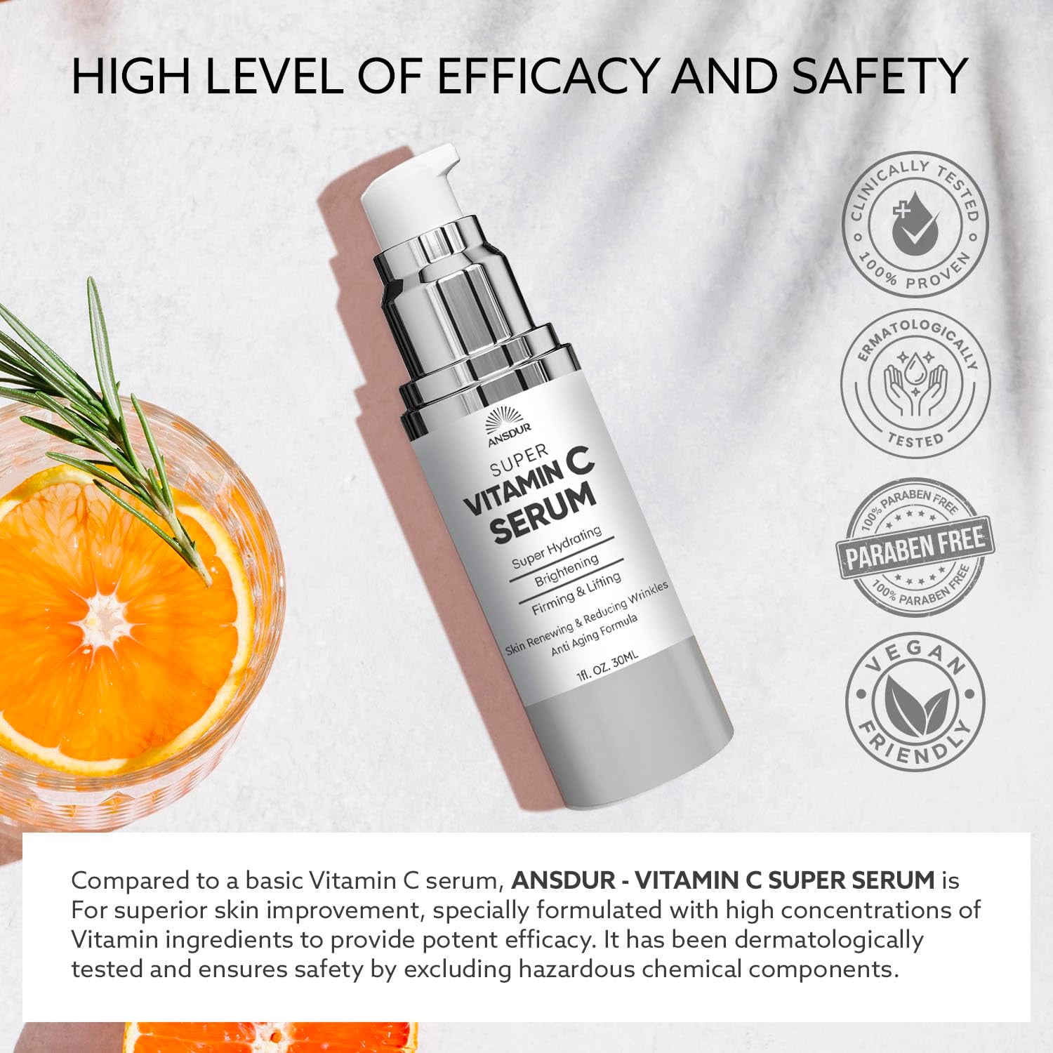 Super Vitamin C Serum for Women over 70: Hyaluronic Acid Serum for Face, Dark Spot Remover and Wrinkle Reduction - Lifting, Smoothing, Moisturizing, All in One Skin Care Formula, 1 Fl Oz