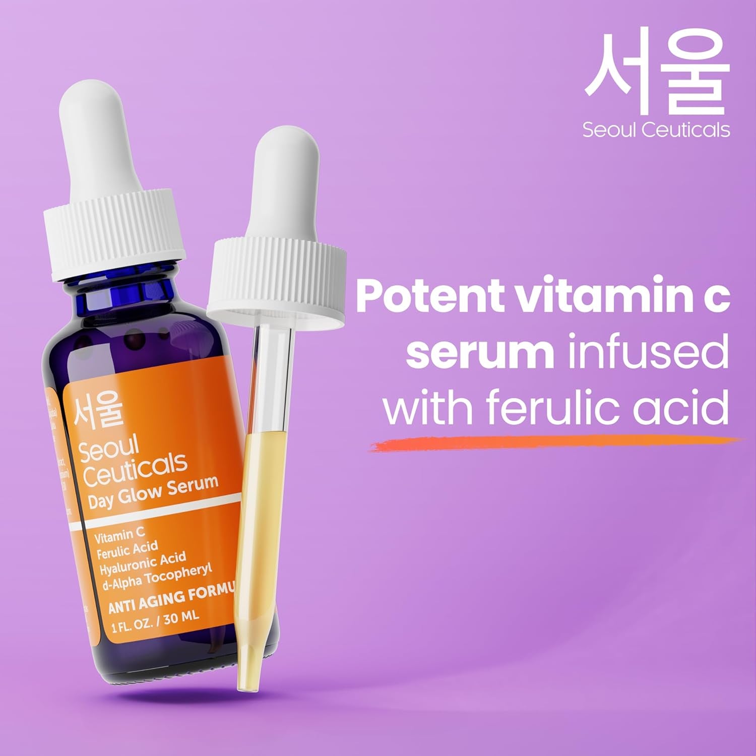Korean Skin Care 20% Vitamin C Hyaluronic Acid Serum + CE Ferulic Acid - Potent anti Aging, anti Wrinkle Korean Beauty 1Oz