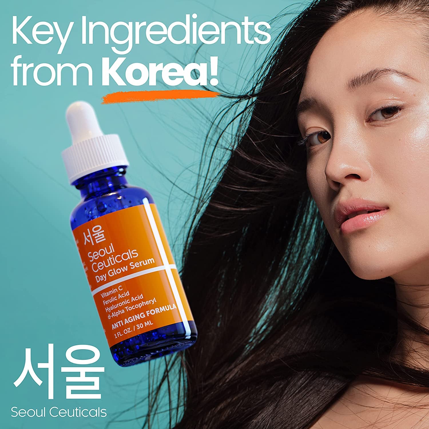 Korean Skin Care 20% Vitamin C Hyaluronic Acid Serum + CE Ferulic Acid - Potent anti Aging, anti Wrinkle Korean Beauty 1Oz