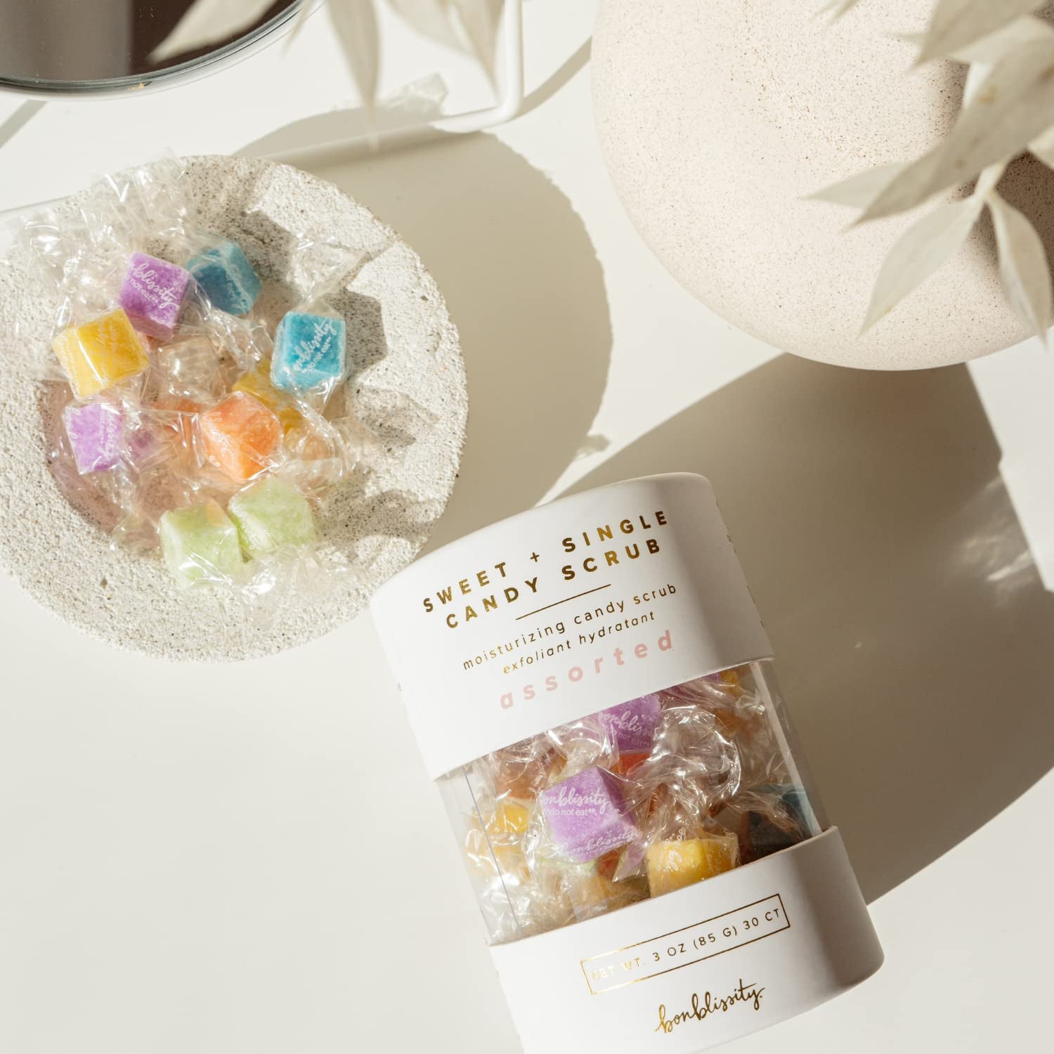 Sweet+Single Candy Sugar Scrub, Assorted, 30 Pcs - Exfoliating, Skin, Hands, Feet, Natural Butters & Oils, Sugary, Salty, Individually Wrapped, Exfoliate & Moisturize, on the Go, Travel
