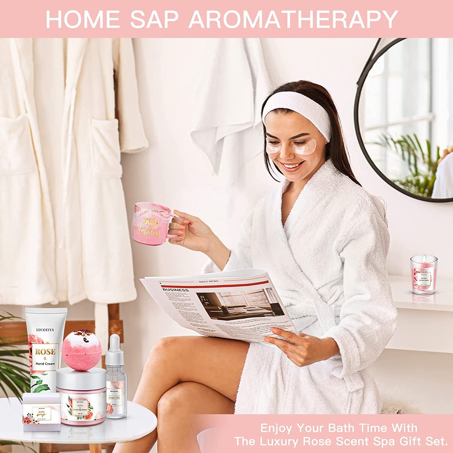 Birthday Gifts for Women Best Spa Gifts Baskets Box for Her Wife Mom Best Friend Mother Grandma Bday Bath and Body Kit Sets Self Care Present Beauty Products Package Rose Scent