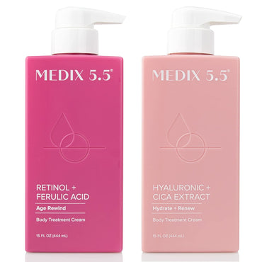 Retinol Body Lotion + Hyaluronic Acid Cream, Moisturizer Body & Face Lotion Set | Hydrating + Firming Lotion for Stretch Marks, Wrinkles, & Crepey Skin | Skin Care Products, 2Pc Set