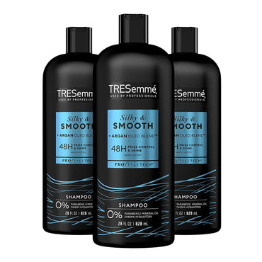 Shampoo Smooth and Silky 3 Count Tames and Moisturizes Dry Hair with Moroccan Argan Oil for Professional Quality Salon-Healthy Look and Shine 28 Oz