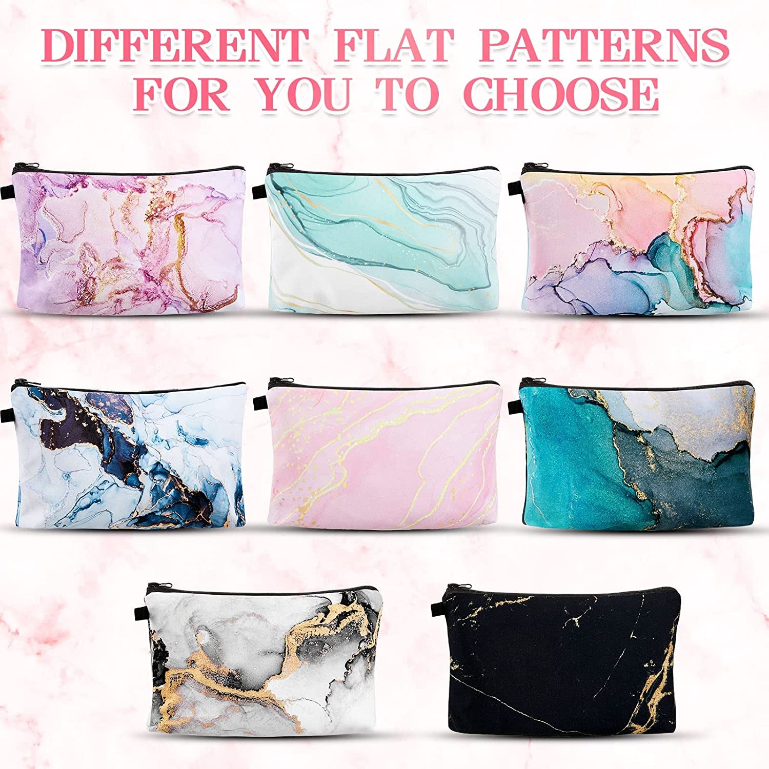 20 Pcs Cosmetic Bag for Women Makeup Bags with Zipper Makeup Pouch Waterproof Portable Travel Toiletry Bag Accessories Organizer for Women Girls Teacher Birthday Friendship Gifts (Marble)