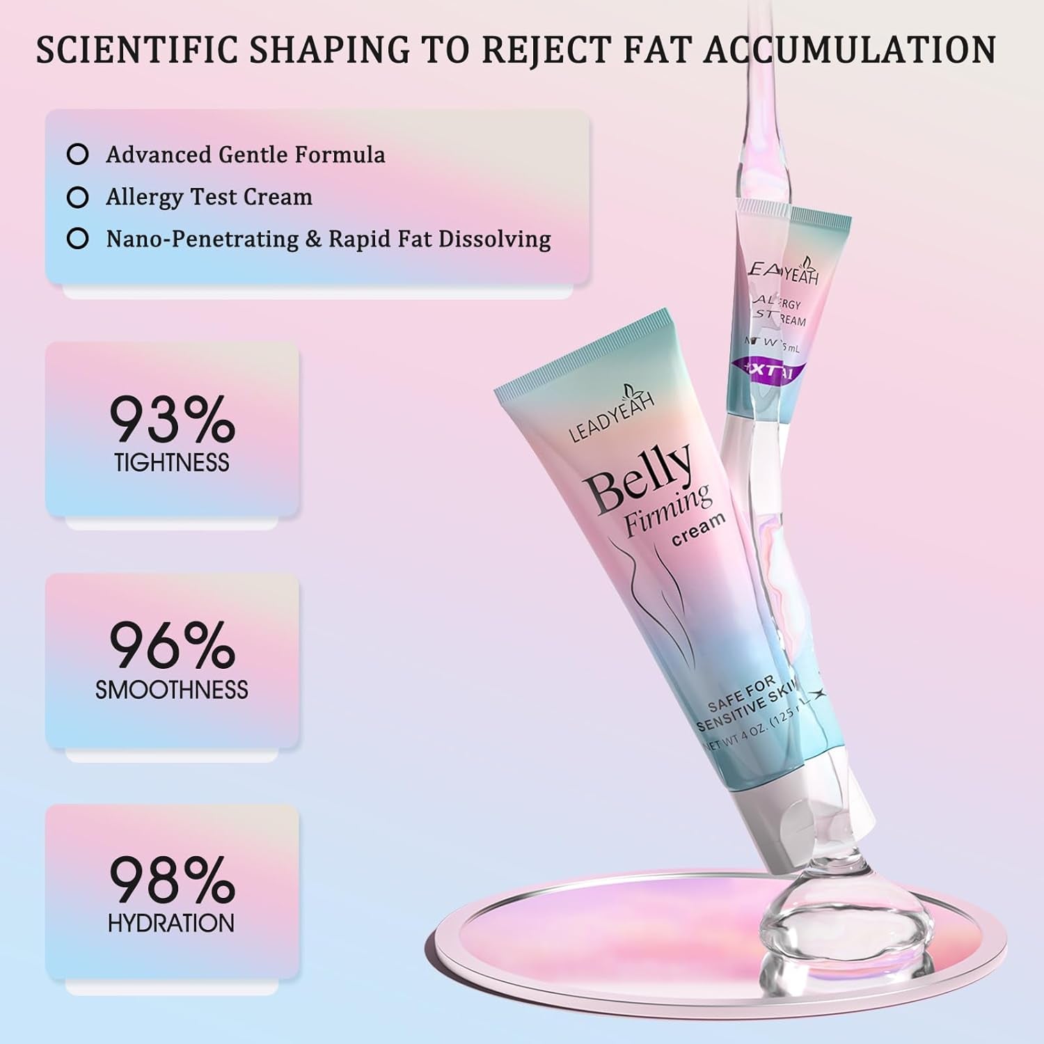B Flat Belly Firming Cream - Moisturizing,Firming for Stomach, Thighs and Butt, Body Lotion for Women and Men, 125+5ML