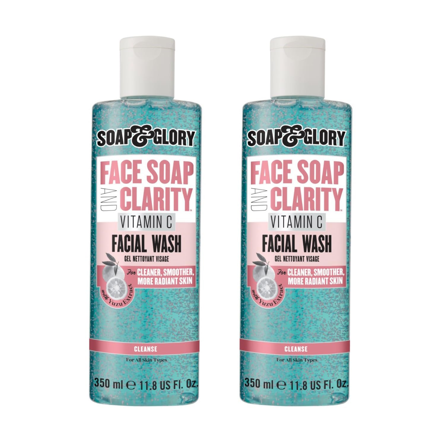 Face Soap and Clarity Vitamin C Face Wash - 3-In-1 Exfoliating & Hydrating Facial Cleanser - Gently Removes Makeup While Unclogging Pores - Suitable for All Skin Types (300 Ml, 2 Pack)