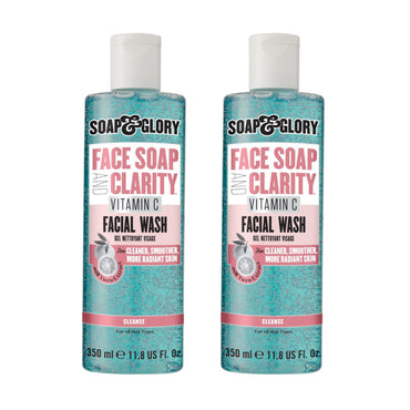 Face Soap and Clarity Vitamin C Face Wash - 3-In-1 Exfoliating & Hydrating Facial Cleanser - Gently Removes Makeup While Unclogging Pores - Suitable for All Skin Types (300 Ml, 2 Pack)
